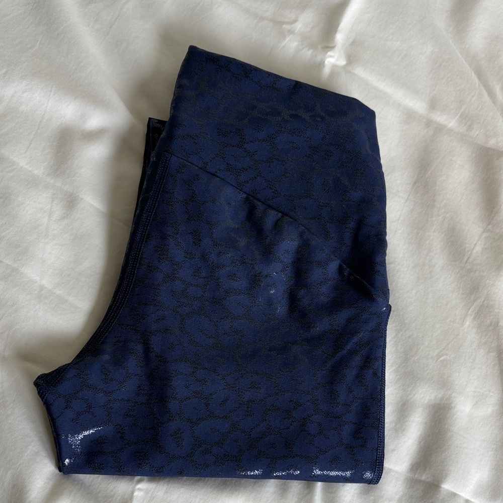 Navy Leopard Print Athletic Leggings